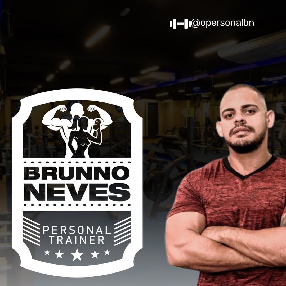 Brunno Neves em ambiente de academia com a marca BN Personal Trainer