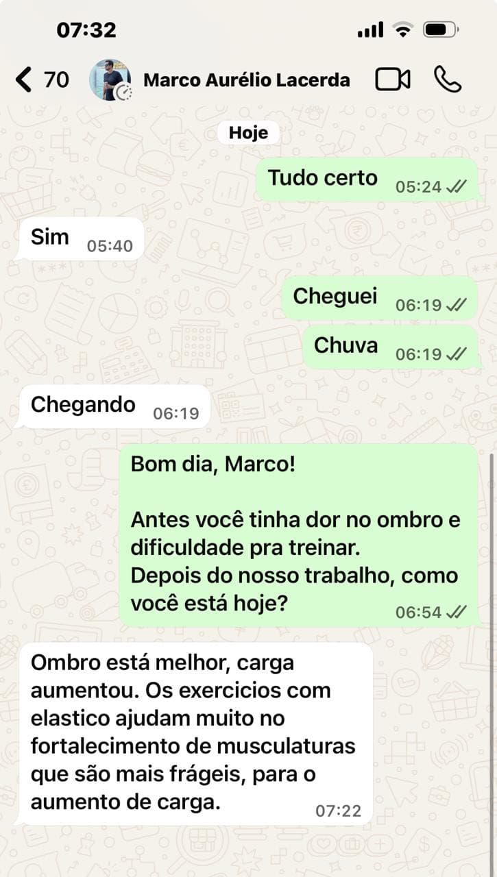 Print de conversa no WhatsApp com o aluno Marco Aurélio