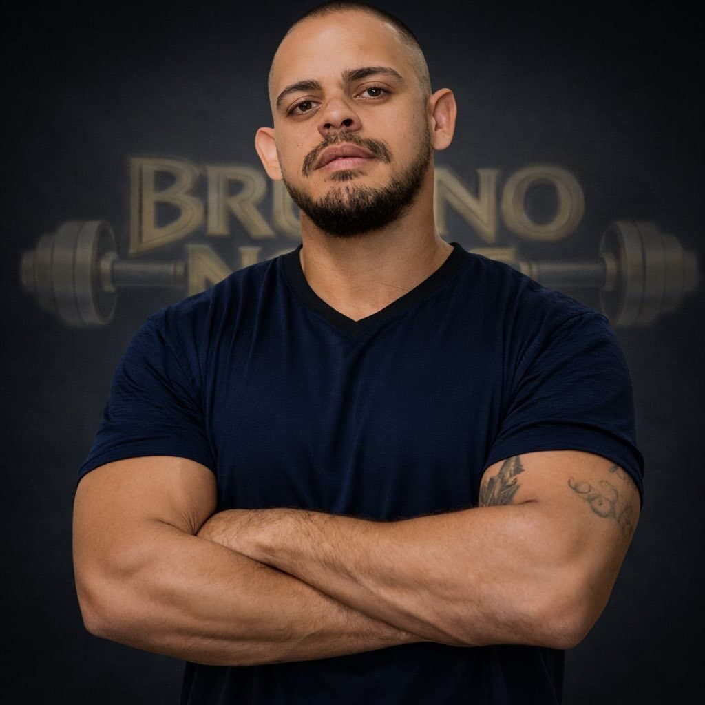 Brunno Neves, personal trainer e massoterapeuta, de braços cruzados